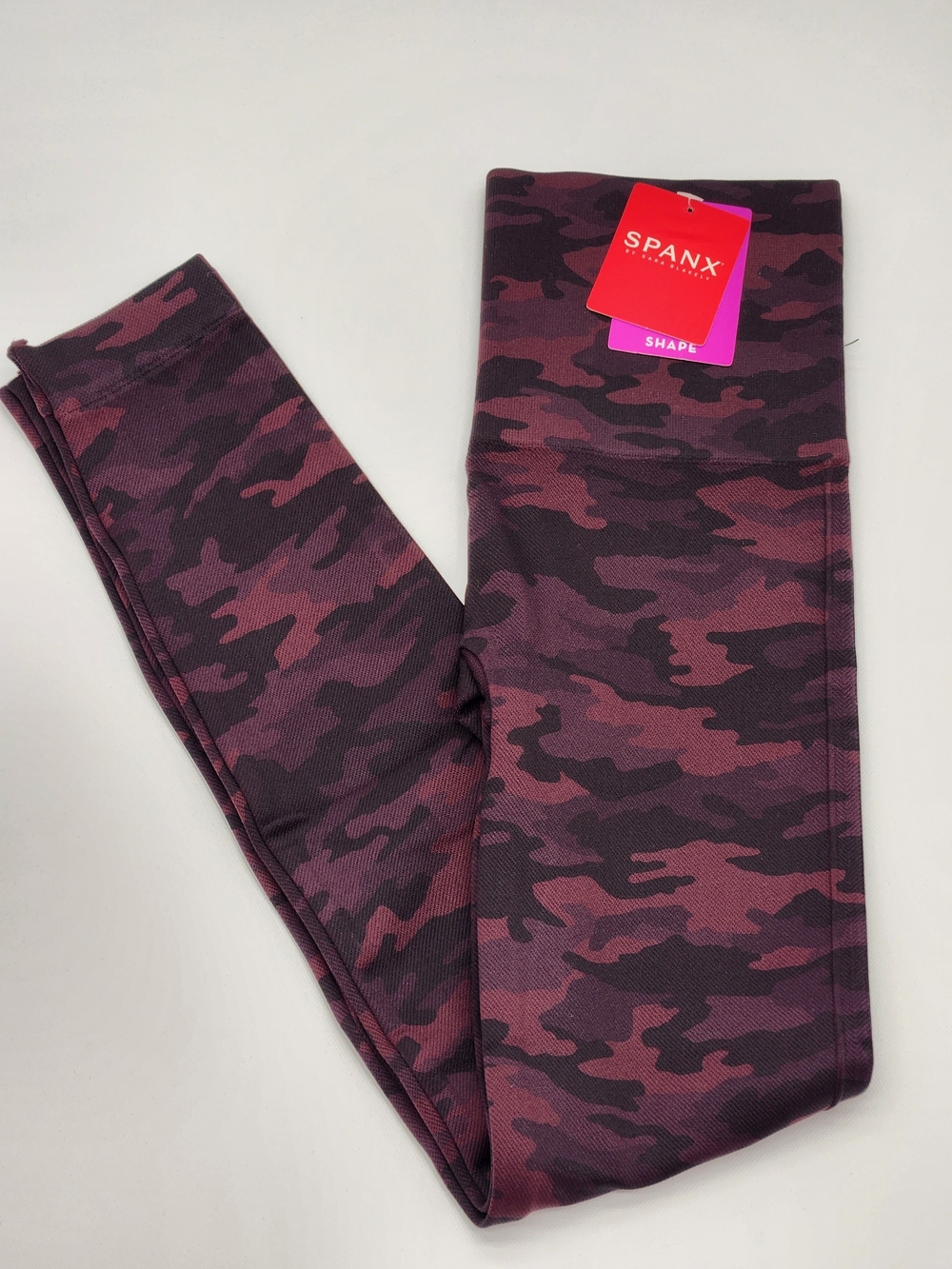 Spanx Active Camo Seamless High Rise Leggings XS Wine Camo Shaping Yoga NWT